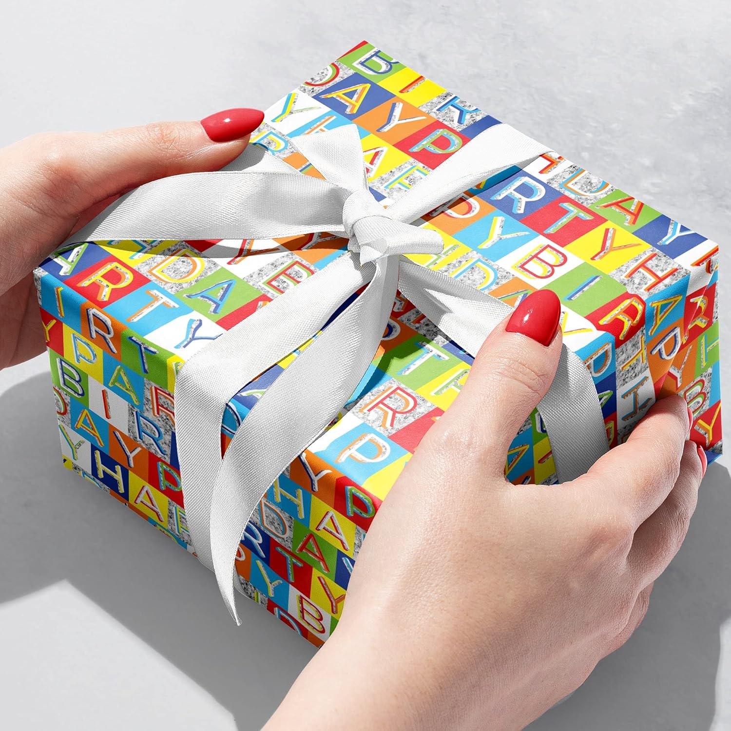 Jillson Roberts Gift Wrapping Paper, Glitter Birthday (8 Rolls 5ft x 30in)