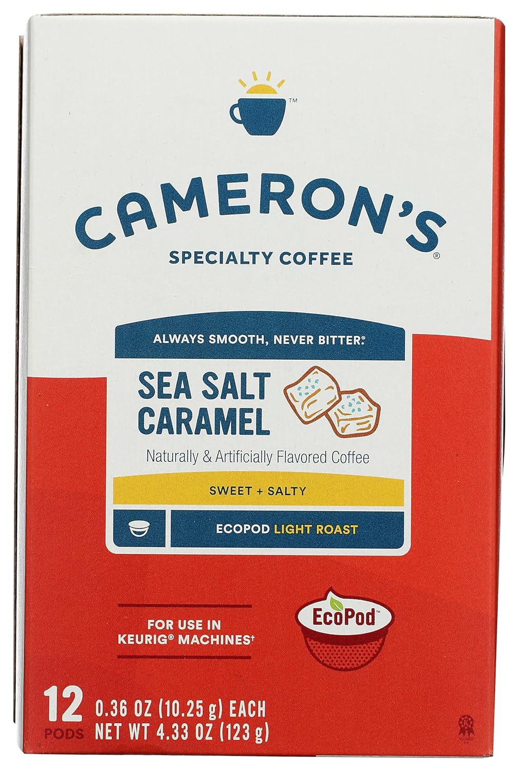 Cameron’s Specialty Coffee Sea Salt Caramel Light Roast 12 Ct EcoPods/K-Cups
