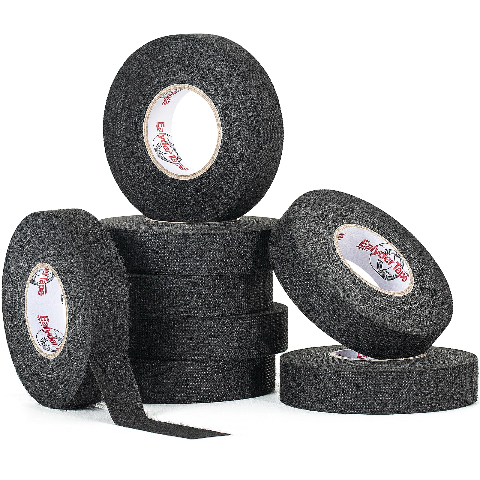 Ealyder Tape 8 Rolls Wire Harness Tape 19 mm x 17 m, High Temp Wiring Loom Harness Electrical Tape, Self-Adhesive Felt Cloth Wrap for Automotive Engines, Cable Protection and Noise Dampening