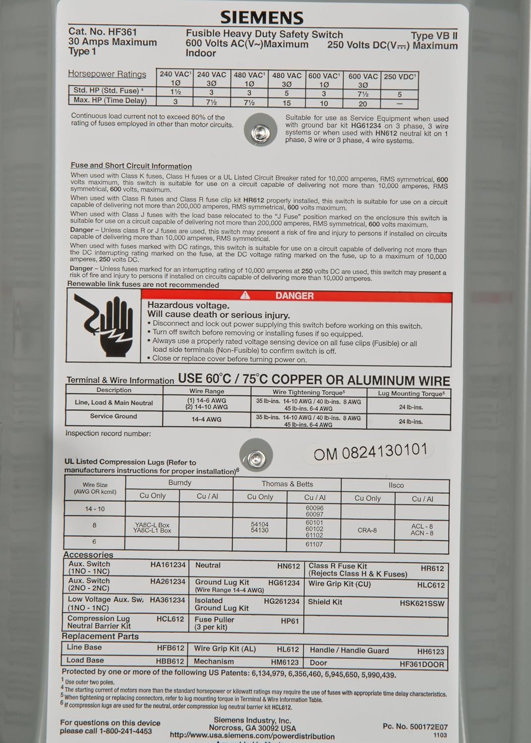 Uр Tо 40% оƒƒ Siemens SIEHF361 SIE HF361 3P 600V 30A Sfty SW, Black Frее Shірріng Ovеr $50 Siemens SIEHF361 SIE HF361 3P 600V 30A Sfty SW, Black