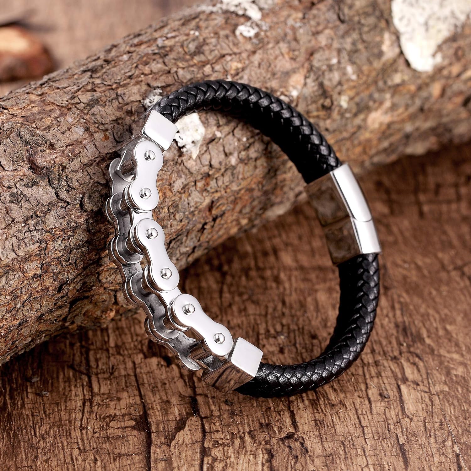 Men's Stainless Steel & Genuine Leather Bracelets – Various Designs in Silver, Black, and Polished Finishes – Rust & Discoloration Resistant – Jewelry Gift or Accessory for Men