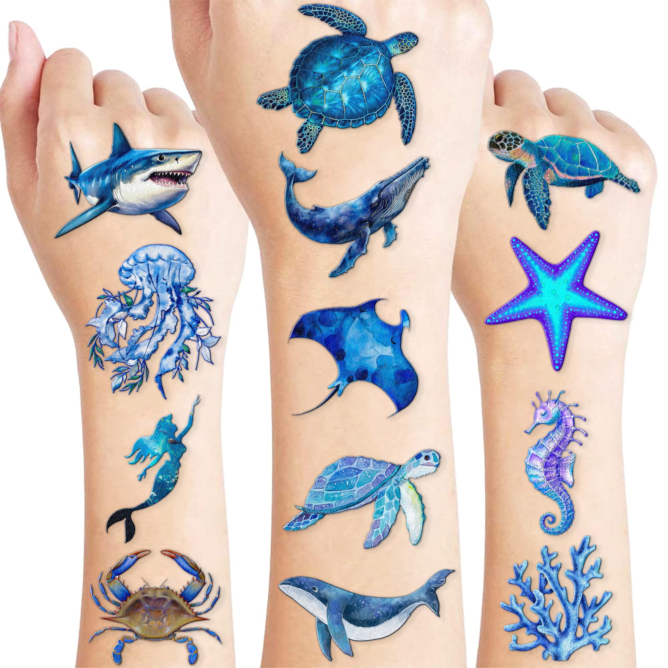 60 PCS Ocean Pre-Cut Temporary Tattoos