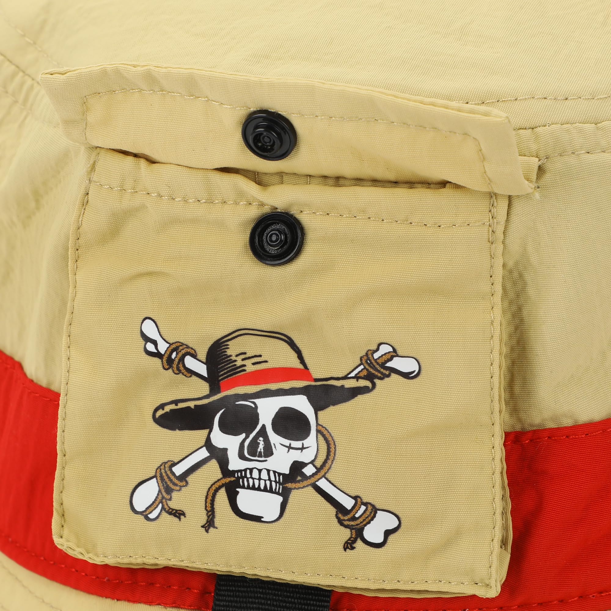 Bioworld One Piece Live Action Cappello di paglia Pirata Adulto Tan Bucket Hat con tasca laterale