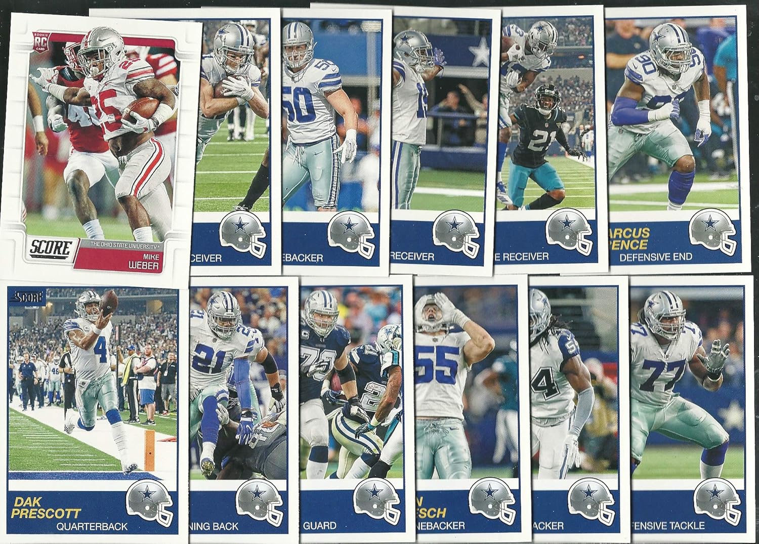 2019 Panini Score Football Dallas Cowboys Team Set 12 Cards W/Drafted