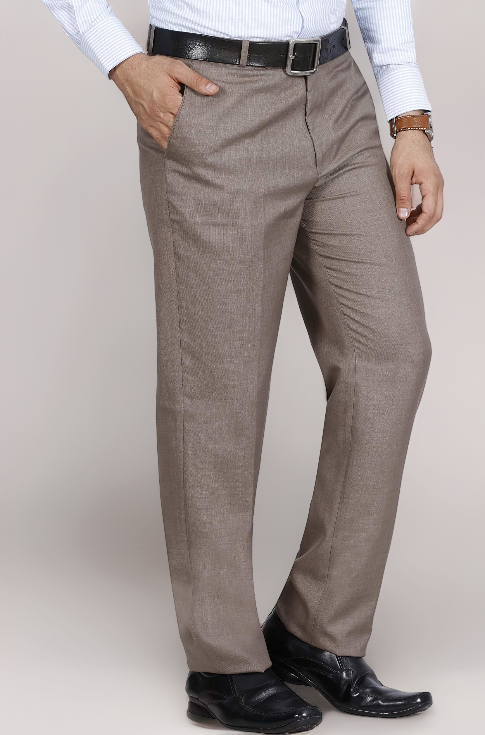 McHenry Men's Solid Formal Regular Fit Stretchable Wrinkle Free PolyViscose Trousers