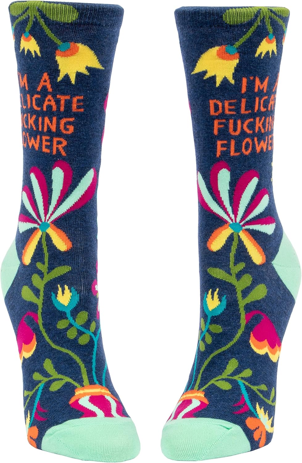 Blue Q Socks, Women's Crew, I'm A Delicate F--king Flower Women's shoe size 5-10(One size) - Image 4