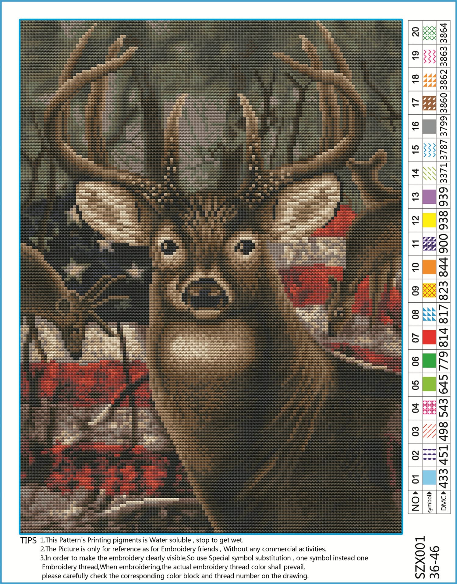 Cross Stitch Kits Stamped, OWN4B Deer and Flag Printed Pattern 11CT 14.2x18.1 inch DIY Embroidery Kit (Deer) - Image 3
