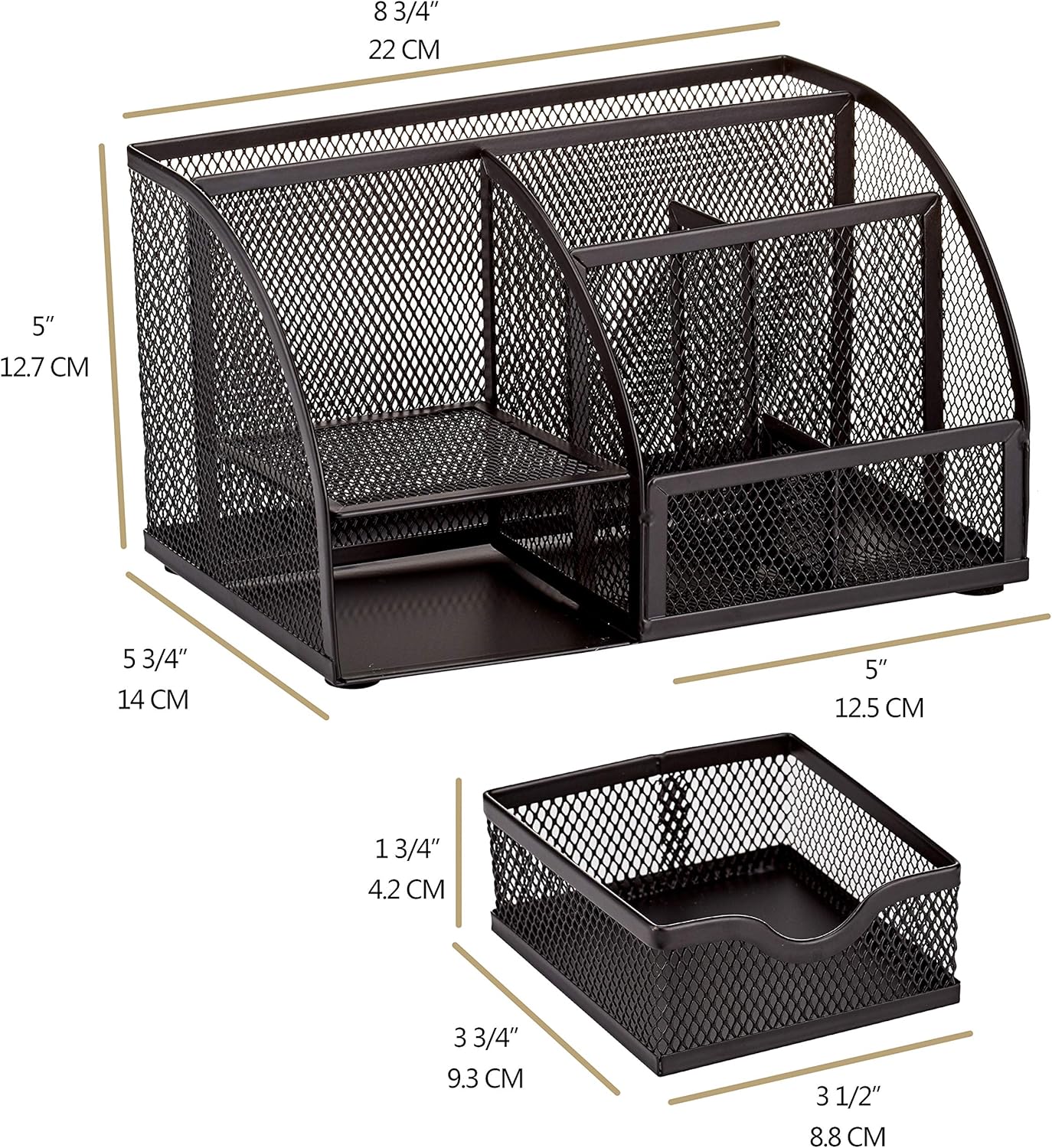 Annova Mesh Desk Organizer Office with 7 Compartments + Drawer/Desk Tidy Candy/Pen Holder/Multifunctional Organizer (Black)