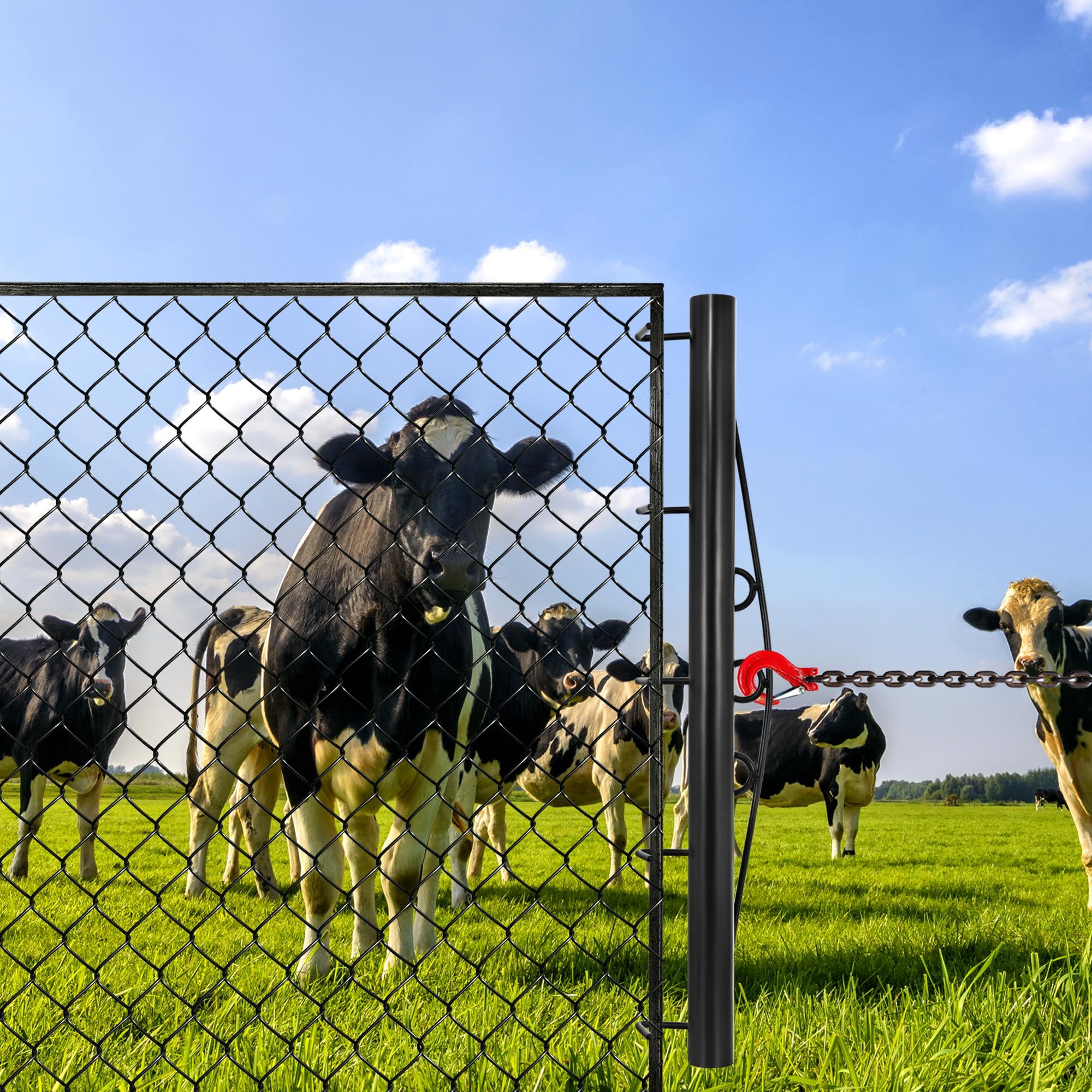 Chain Link Fence Stretcher Tool Fence Stretcher, Fence Stretcher Bar, 31.5  Inch Chain Link Fence Stretcher, 5 Thicken Hook Field Fence Stretcher Bar,  Steel Fence Stretcher Tool Black Fence Tensioner