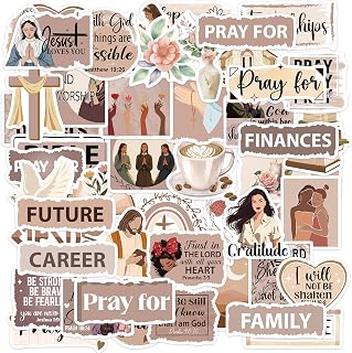 50 Pcs Christian Bible Verse Inspirational Stickers, Religious Spiritual Prayer Motivational Stickers, Cute Decals for Laptop Water Bottle Vision Board Scrapbook Journaling