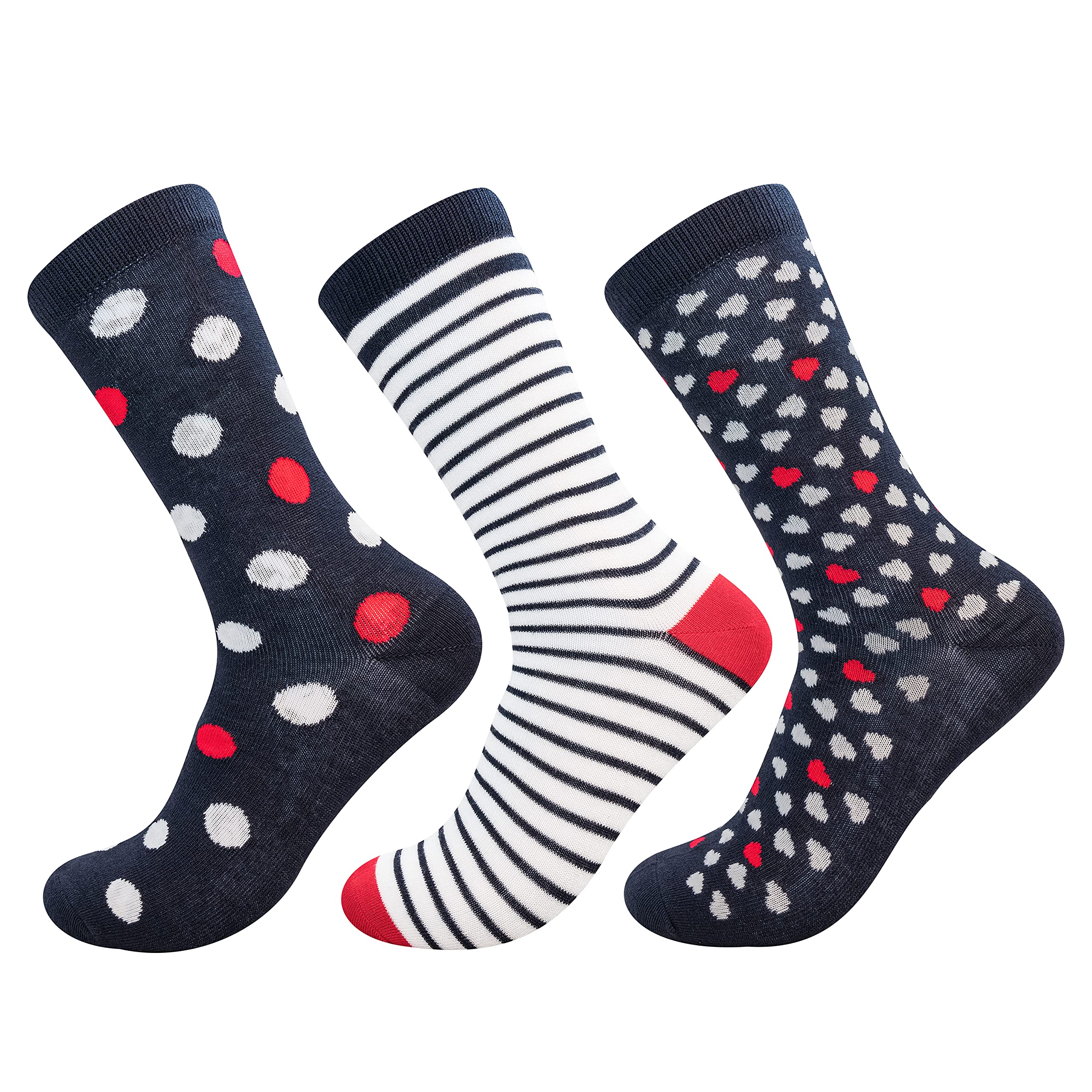 Jasmine Silk 3 Pairs Womens Supersoft Ladies Bamboo Socks Thermal Sock 3-7 (Stripe Heart Spot)