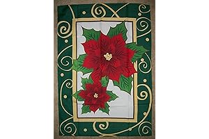 Garden Flag 28"x40" Poinsettias Christmas Happy Holidays Festive Banner Approximately 2x3 Feet