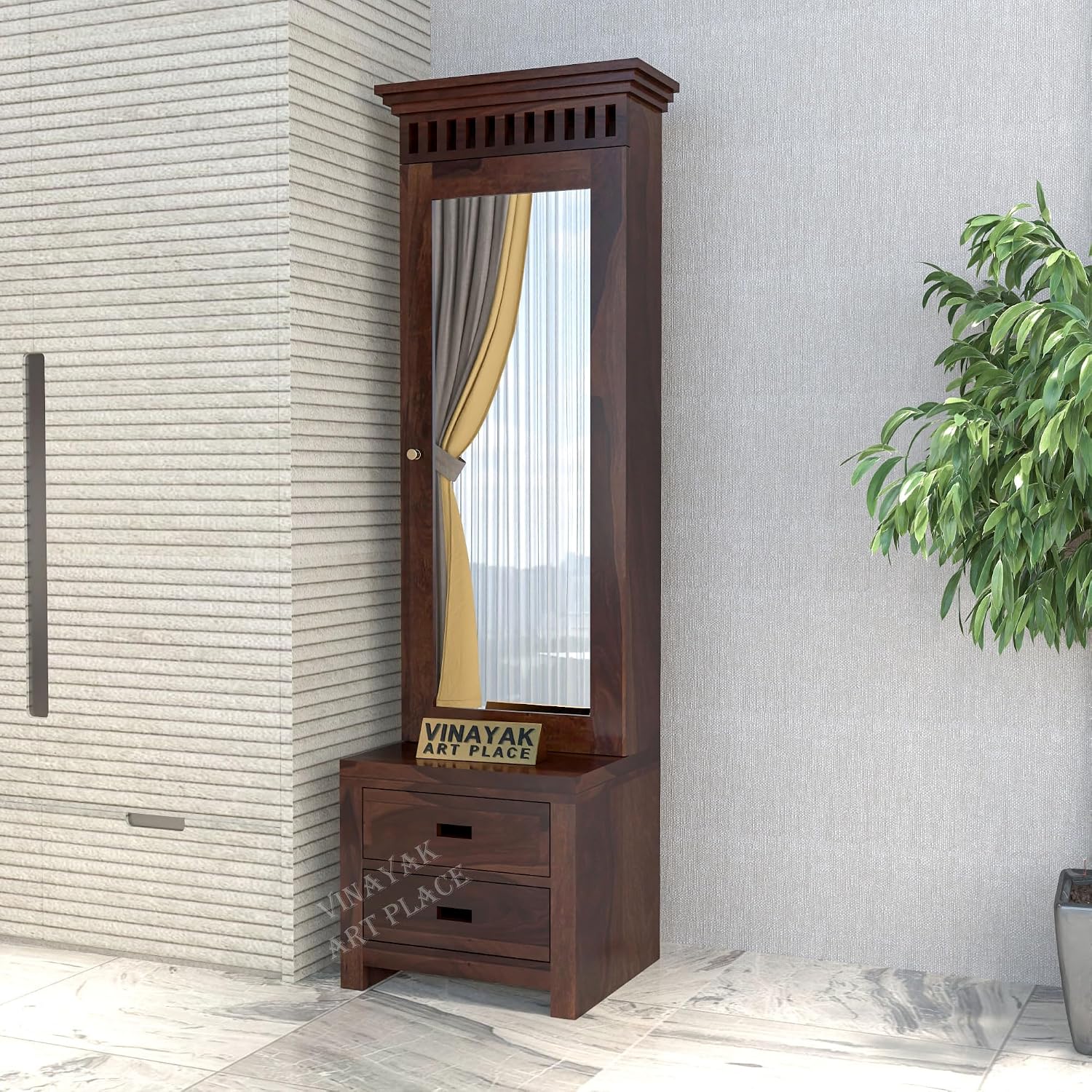 VINAYAK ART PLACE Solid Sheesham Wood Dressing Table With Mirror Full Length|Vanity Table With 2 Drawer Storage For Bedroo... - Review, Price and Buying Guide