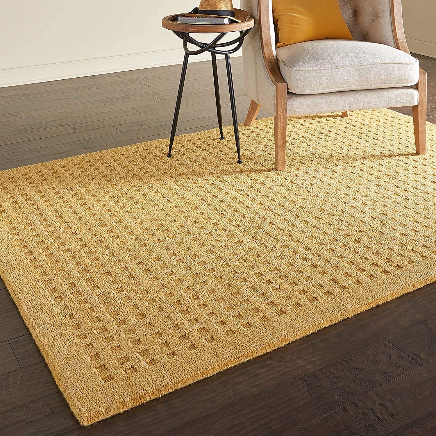 Zara Carpets Solid Plain Exported Quality Hand Made Carpets and Rug Size 5 Feet by 8 Feet (5x8 feet) Loop Yellow