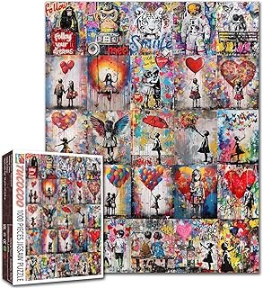 Comprar Tucocoo Rompecabezas de graffiti Street Art de 1000 piezas imposibles para adultos, coloridos rompecabezas de collage de chicas Banksy para desafiantes juegos de actividades familiares, rompecabezas