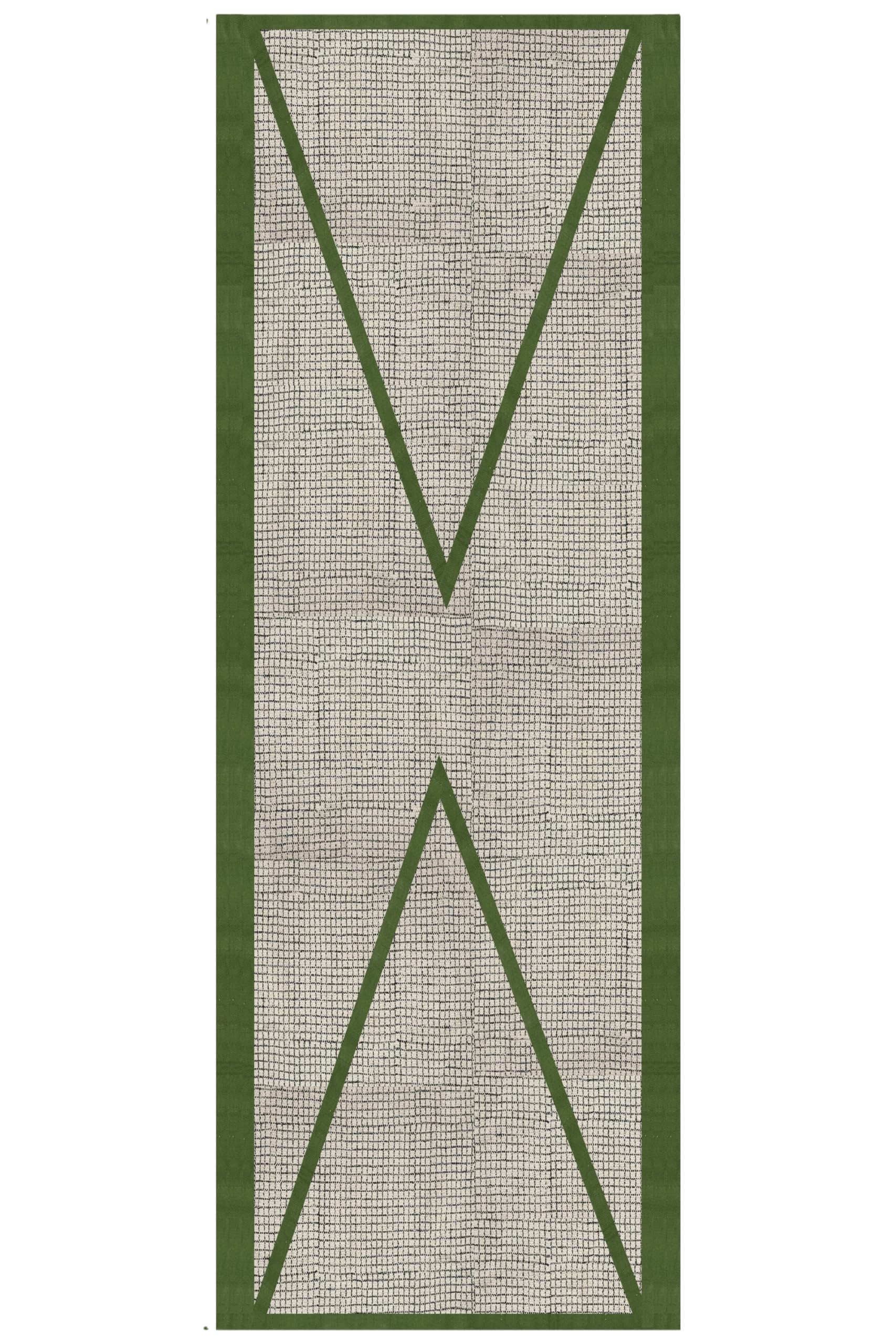 Alfombra de tejido plano verde y negro para corredor de cocina y pasillo estrecho
