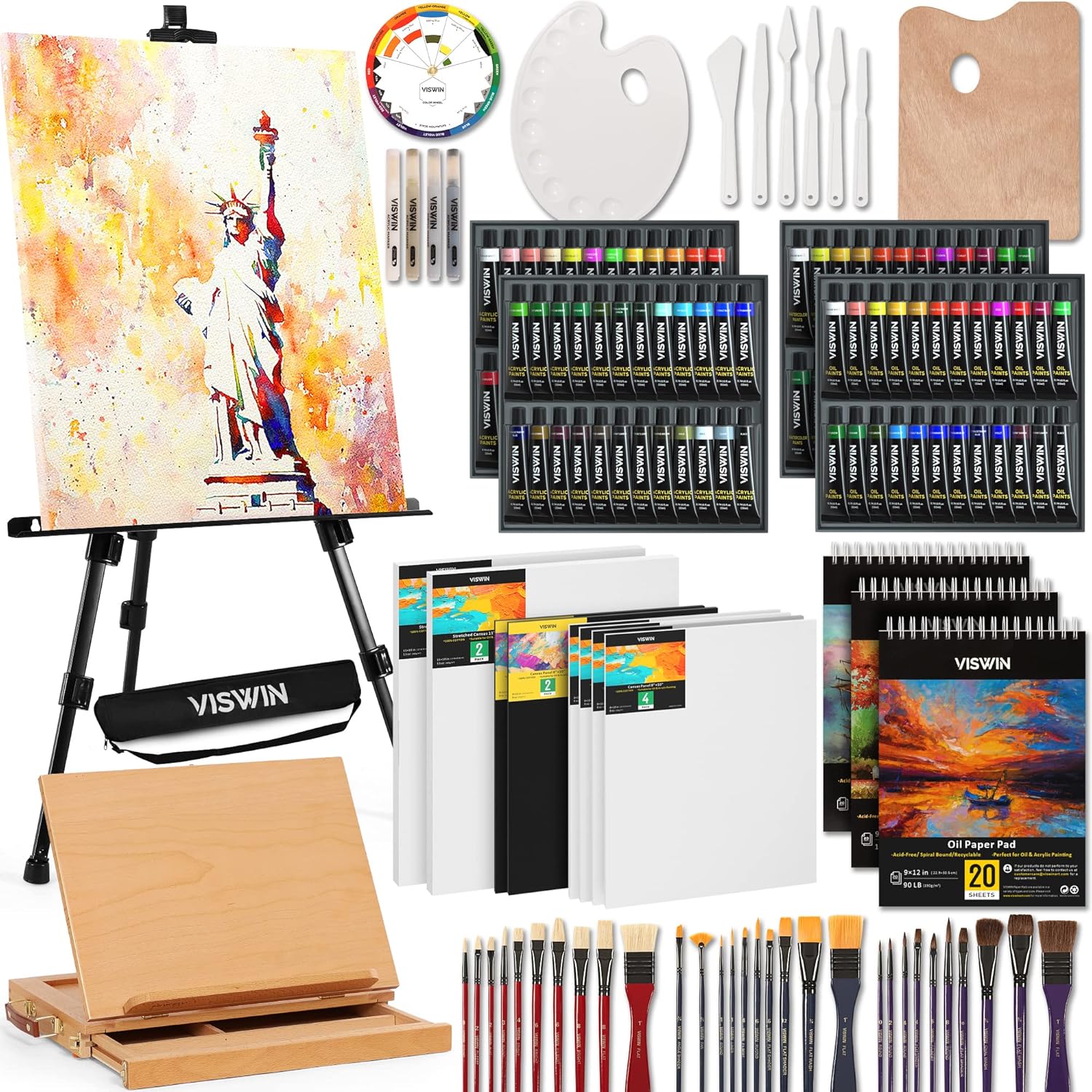VISWIN 152 Pcs Super Deluxe Painting Kit with Tabletop