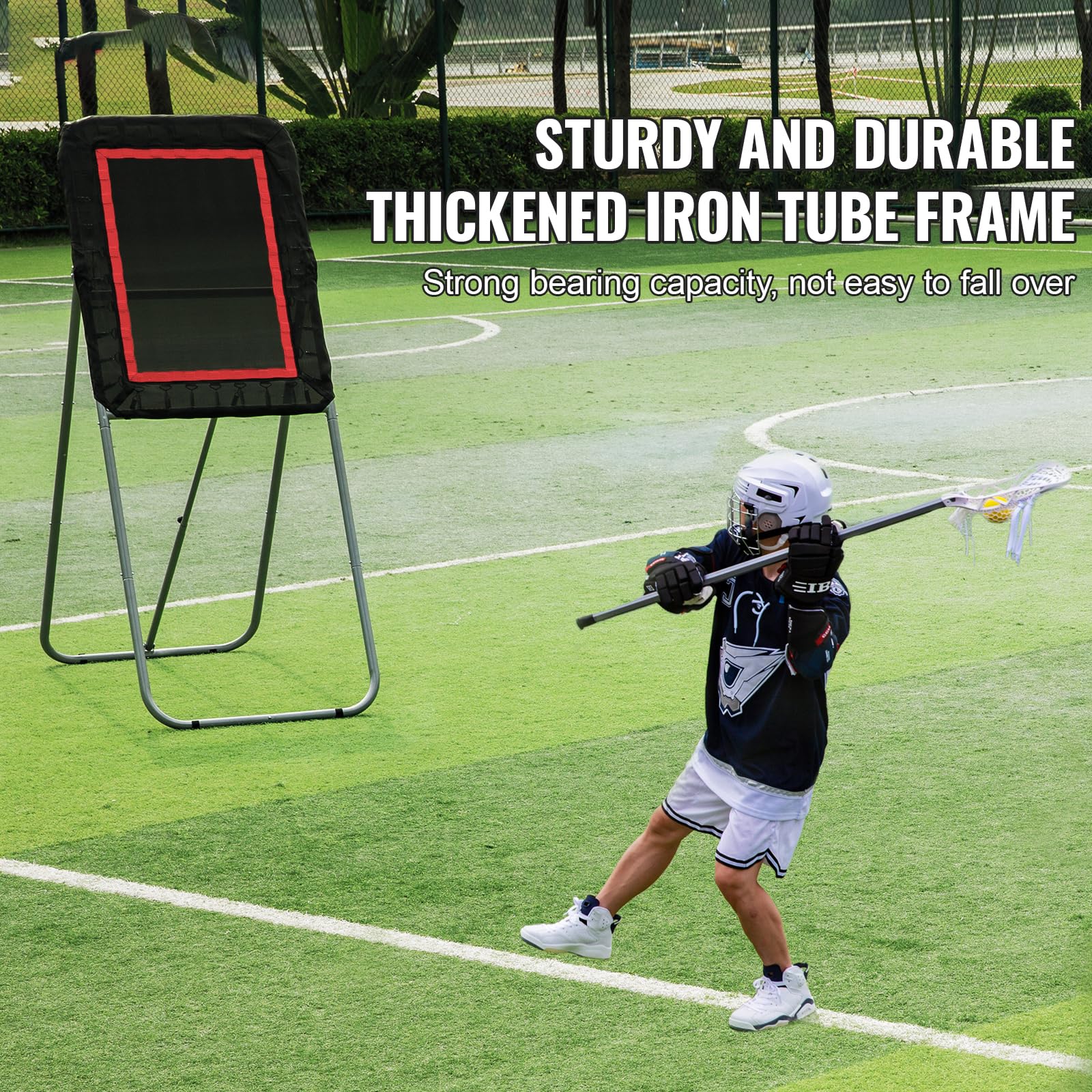 Happybuy Folding Lacrosse Rebounder, 3x4 Ft Volleyball Bounce Back Net, Adjustable Pitchback Baseball Softball Training Screen, Black