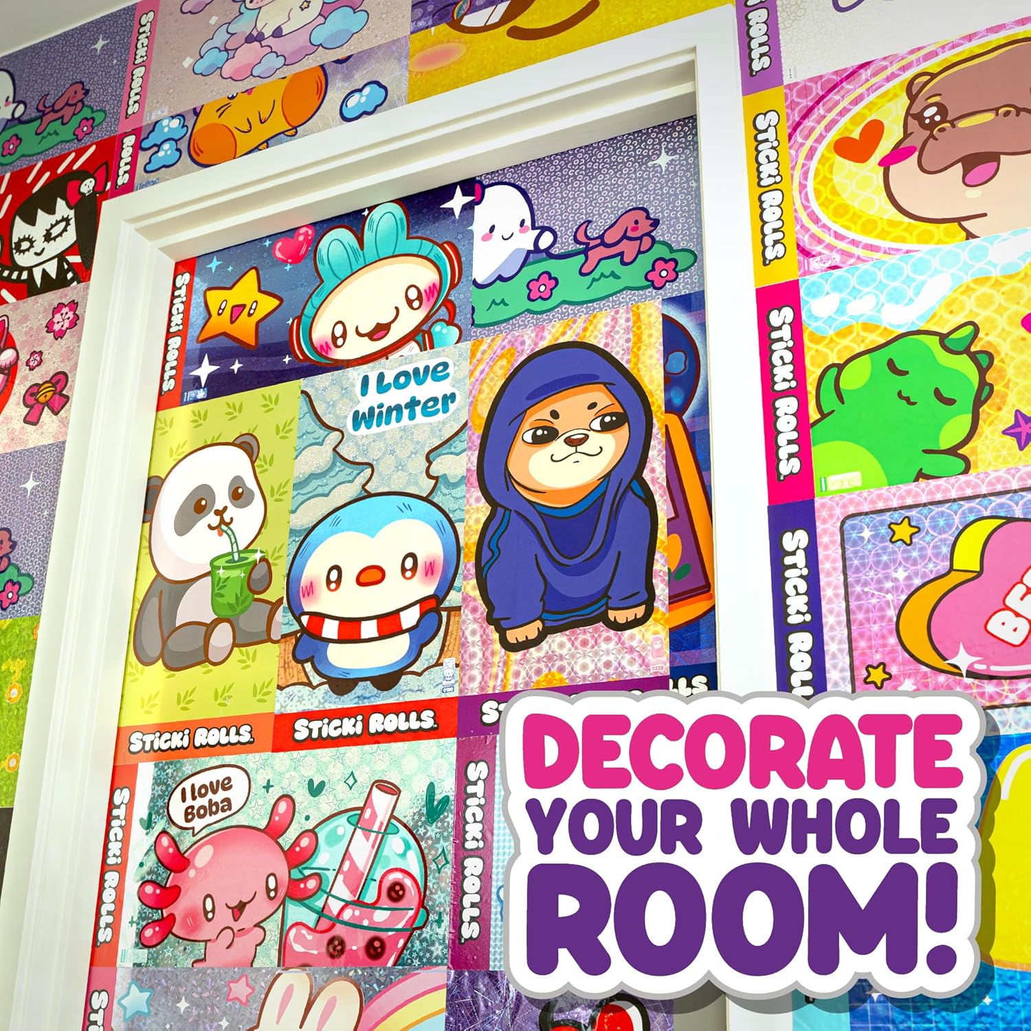 Sticki Rolls Jumbo Stickies – 6-Pack Capsule | Amazon Exclusive Collectible Wall Décor for Kids Ages 5+ (Sticki Snacks)