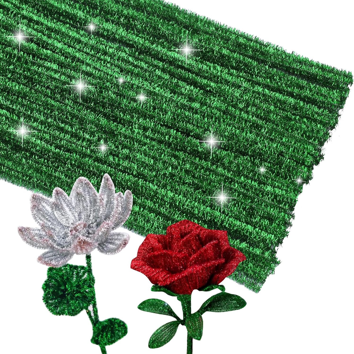 Pipe Cleaners, 100Pcs Glitter Pipe Cleaners Crafts, Creative DIY Craft Supplies for Festival Home Decorations Craft/Glitter Green SIMILAR NOT EXACT ITEM INCOMPLETE