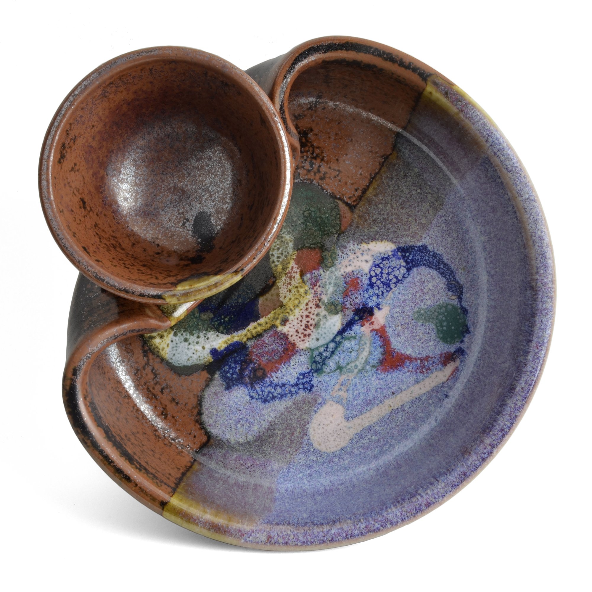 7-inch Small Shrimp and Dip Platter, Burgundy/Multi