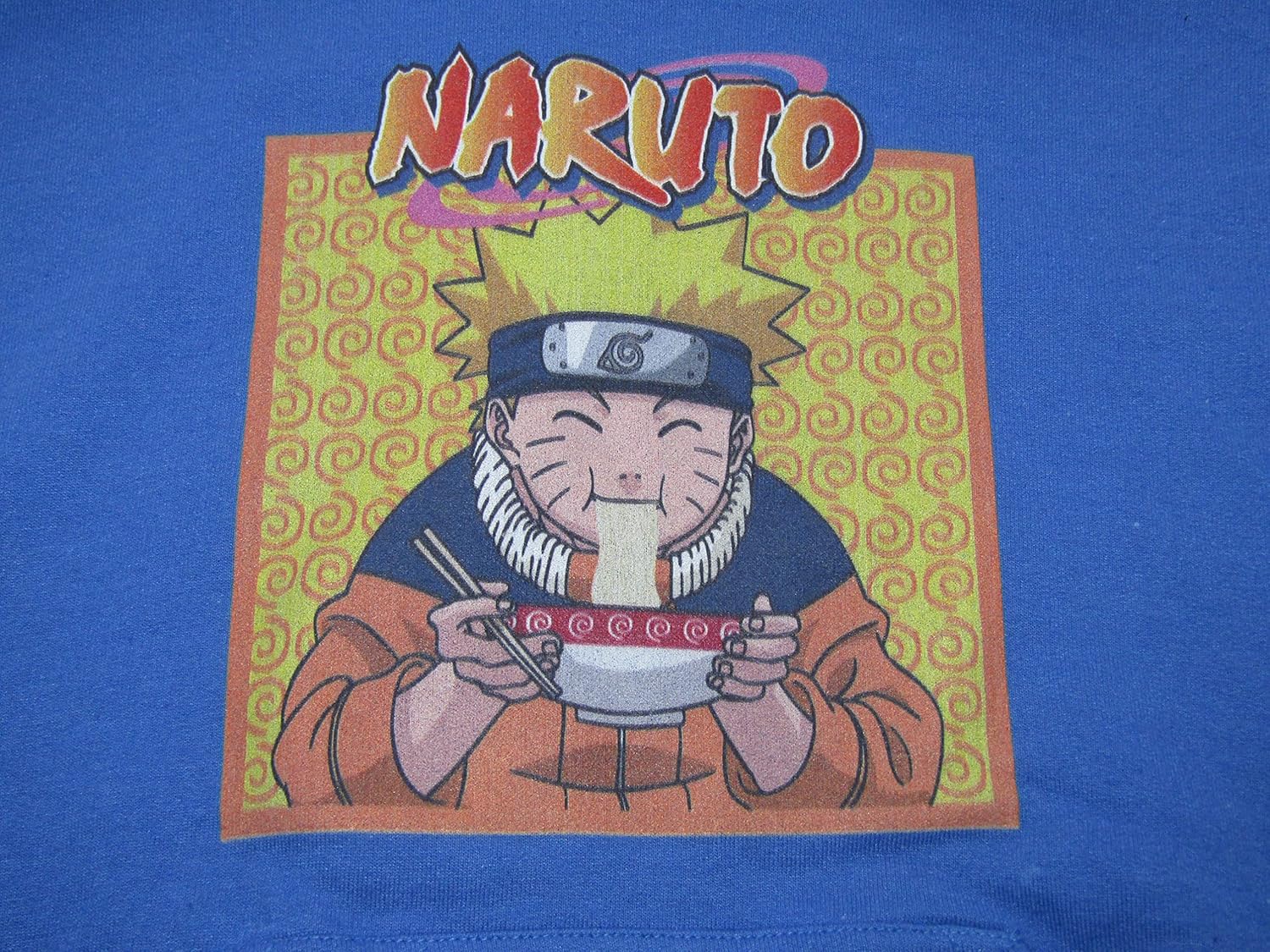 Bioworld Naruto Eating Ramen Boy's Royal Blue Sweatshirt