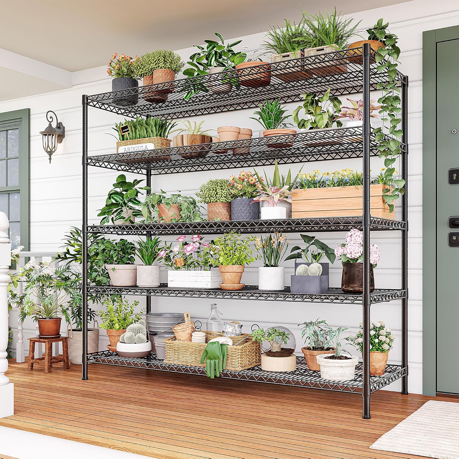 REIBII 55.5" W Storage Shelves 3200LBS Metal Shelving 5 Tier Wire Shelving Unit Garage Shelving Heavy Duty Metal Shelves for Storage Rack Commercial Adjustable Pantry Shelf, 55.5" W X 18''D X 71" H - Image 6