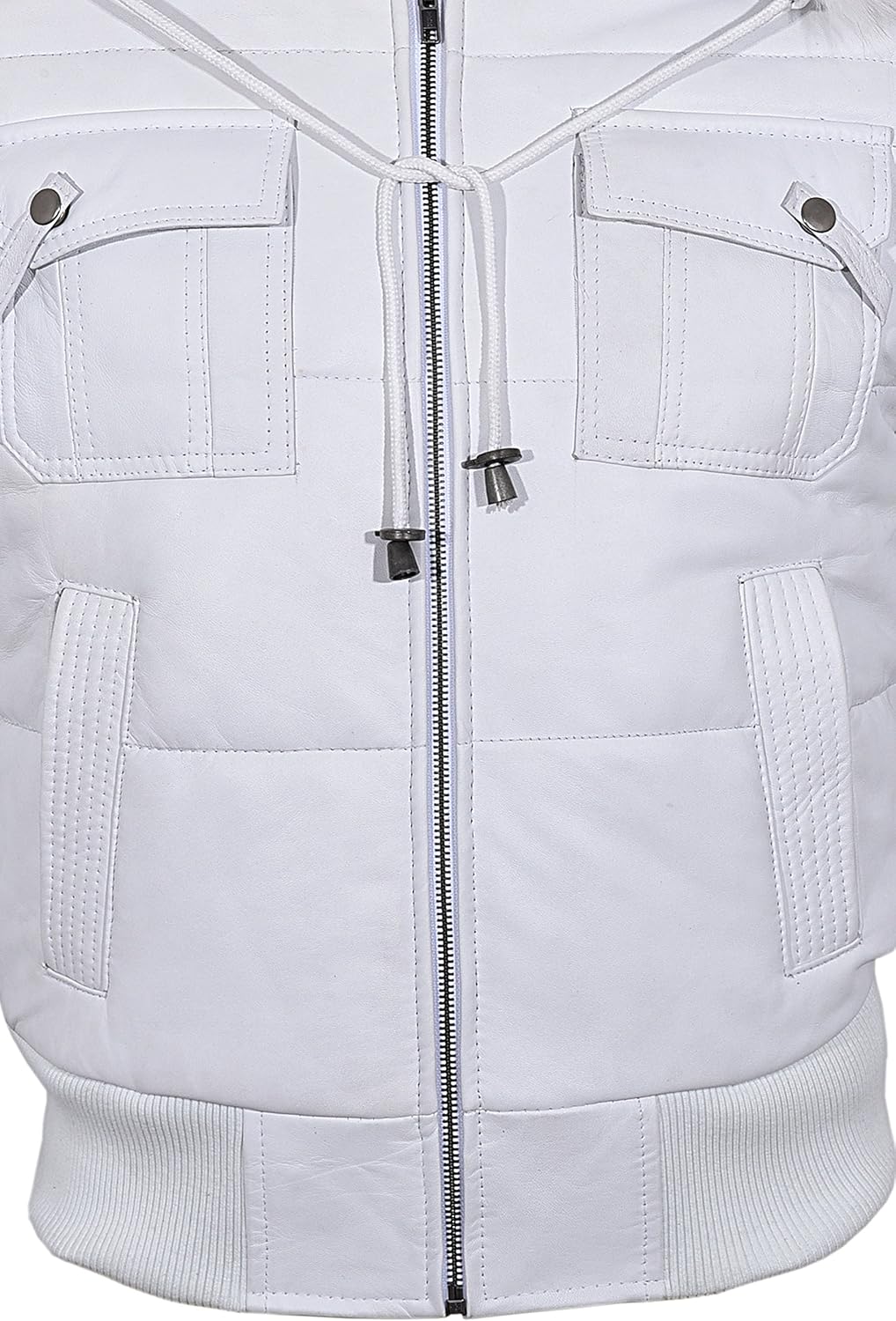 Men's Puffers Hooded Leather Jacket 100% Lambskin Bomber Style Pilot 6 Puffer