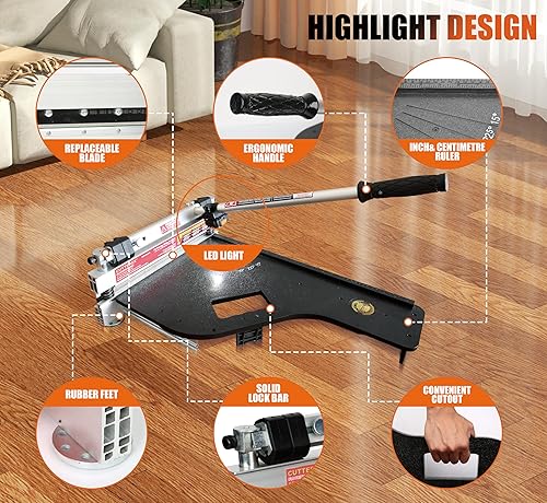 Miniatura 9 de Cortador de Piso Laminado, Cortador de Piso de Vinilo de 13" con Ruedas  Corte Fácil de Ángulo y Longitud, Herramientas de Pisos - Corta Piso