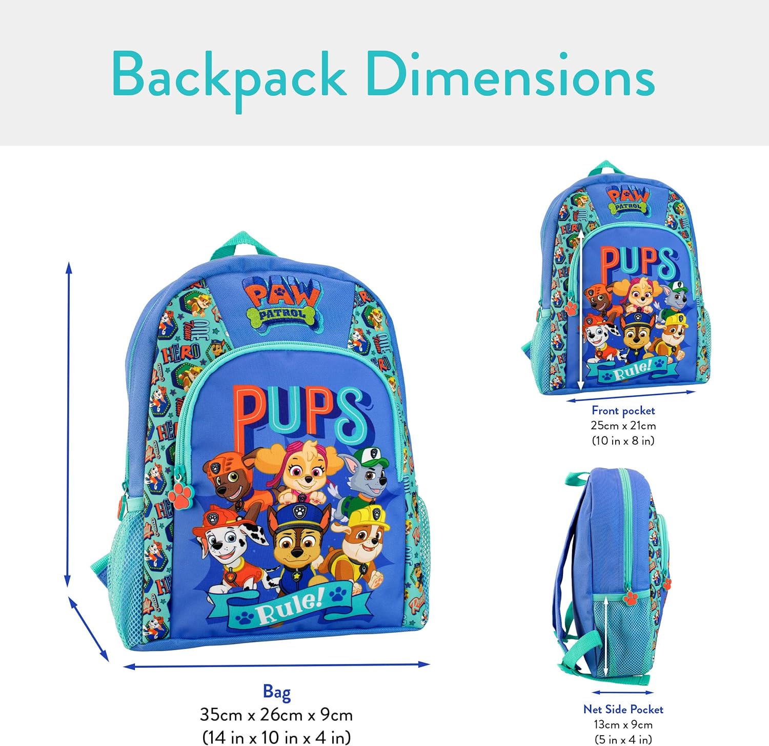 Paw Patrol Backpack | Chase Marshall Rubble Skye Bag | Kids Backpacks for School