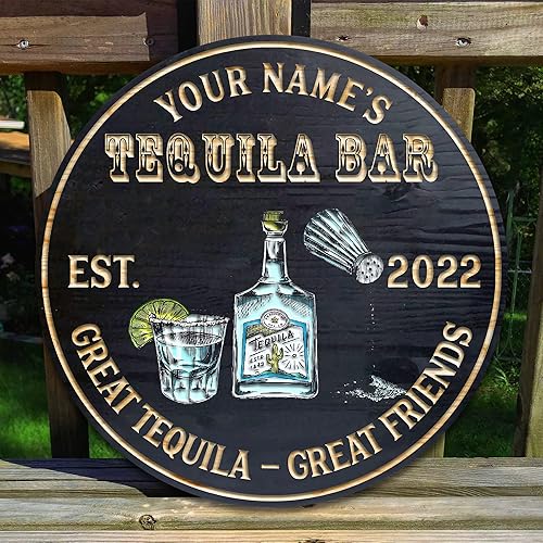 Miniatura 93 de Placa de pared de madera de bar de tequila mexicano personalizado, letrero de bar de México, letrero rústico para pub para el hogar, decoración de 01