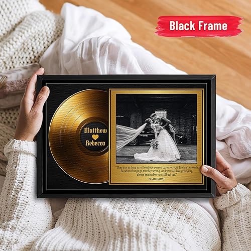 Vista 201 de H-DEWALL Letras de canciones personalizadas, lienzo enmarcado en marrón, música romántica del día de San Valentín, regalo personalizado para marido