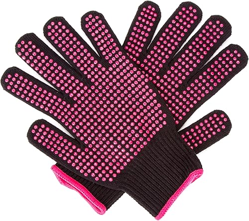 Guantes resistentes al calor de 2 piezas con golpes de silicona, guantes profesionales a prueba de calor para peinar el cabello, rizador, plancha