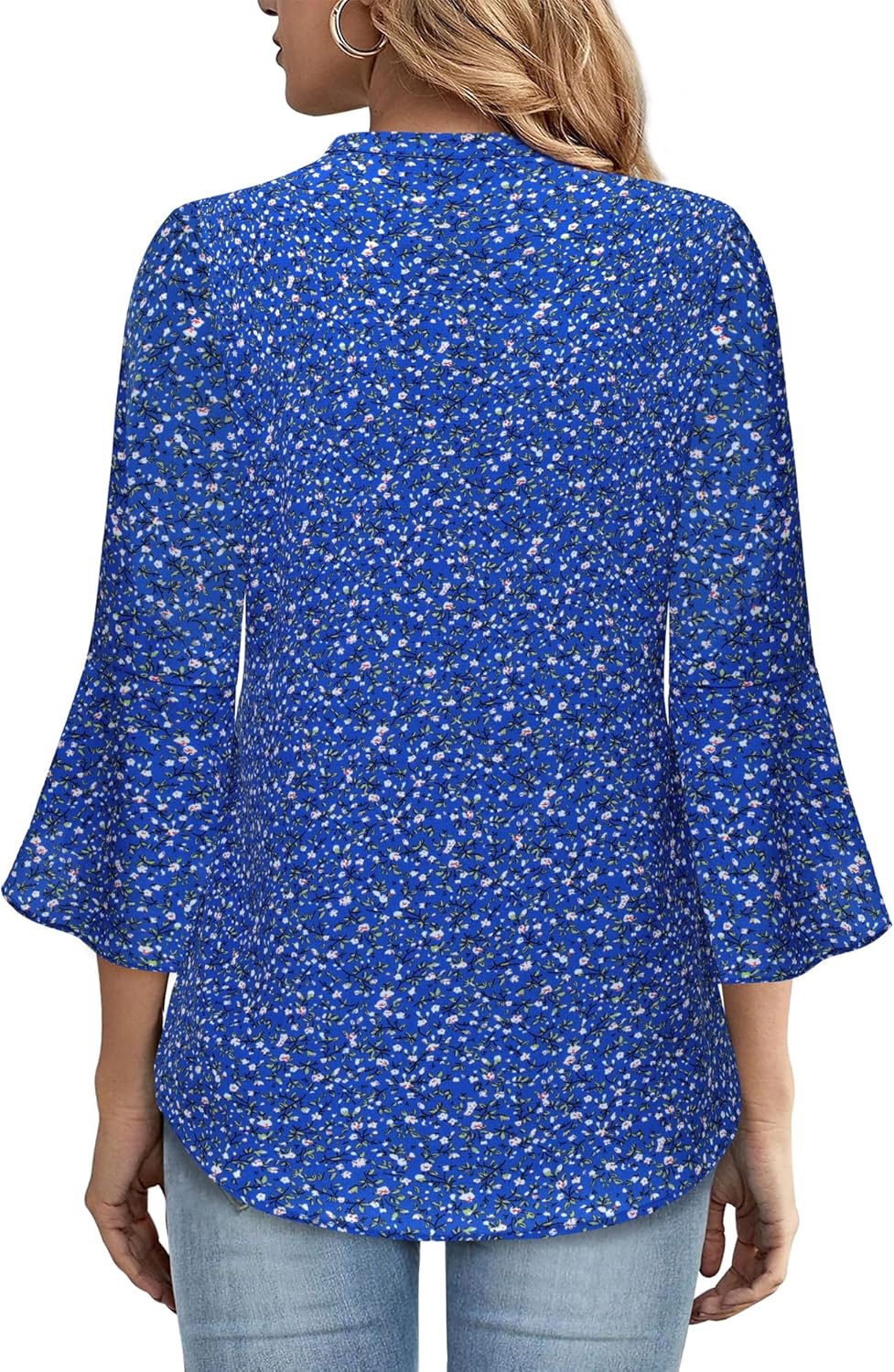 Gaharu Women's Work Blouses Ruffle 3/4 Sleeve Dressy Top V Neck Casual Chiffon Tunic Blouses Business Shirts - Image 3