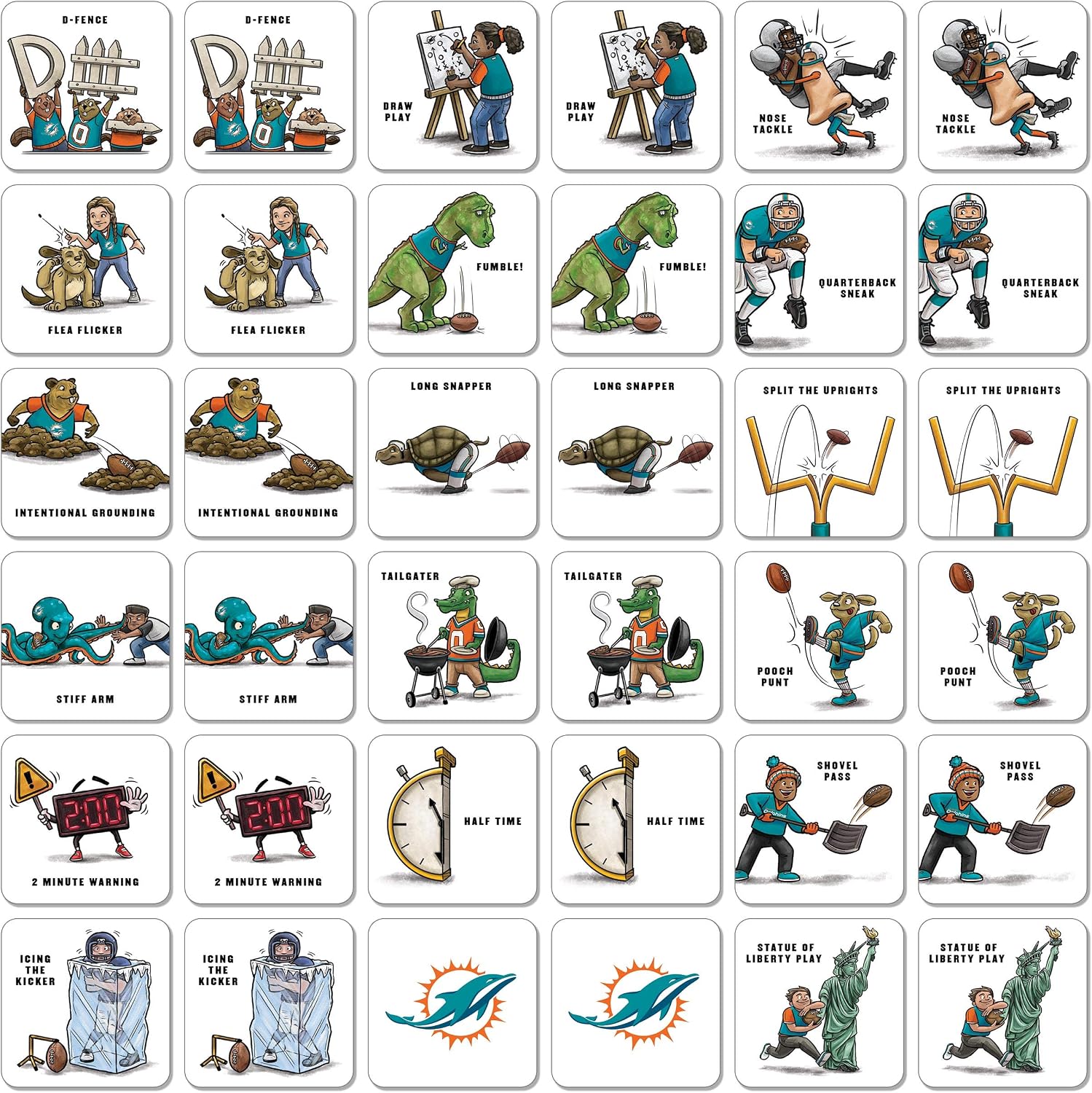 YouTheFan NFL Officially-Licensed Memory Match Game - Humorous, Team-Specific, Original Hand-Drawn Artwork, Fun for the Whole Family, for Fans Young and Old