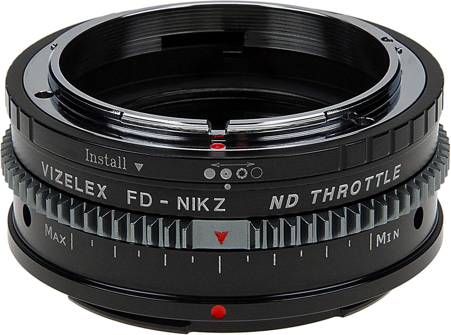 Vizelex CINE ND Throttle Lens Adapter Compatible with Canon FD Lenses to Nikon Z-Mount Cameras - Built-in Variable ND Filter (2-8 Stops)