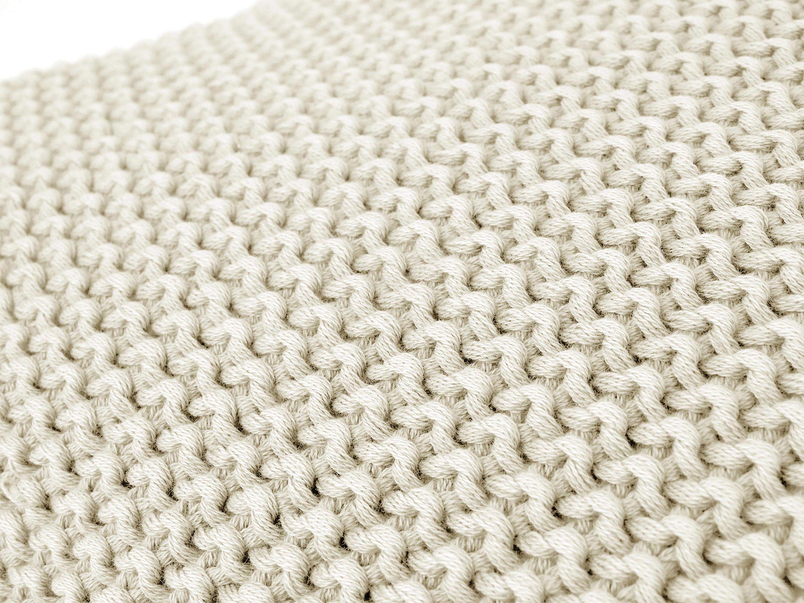 Federa per il cuscino Nika a maglia grossa, 50x50 cm, bianco crema (effetto cromatico), 100% cotone, Oeko-tex, accogliente elegante alla moda, decorativo, per divano