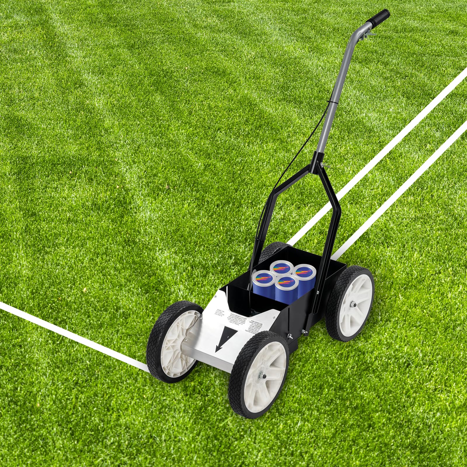 Marcatore a 4 ruote con linee di 5 – 10 cm di larghezza, marcatura linea pieghevole, per campi sportivi, parcheggi e aree di stoccaggio