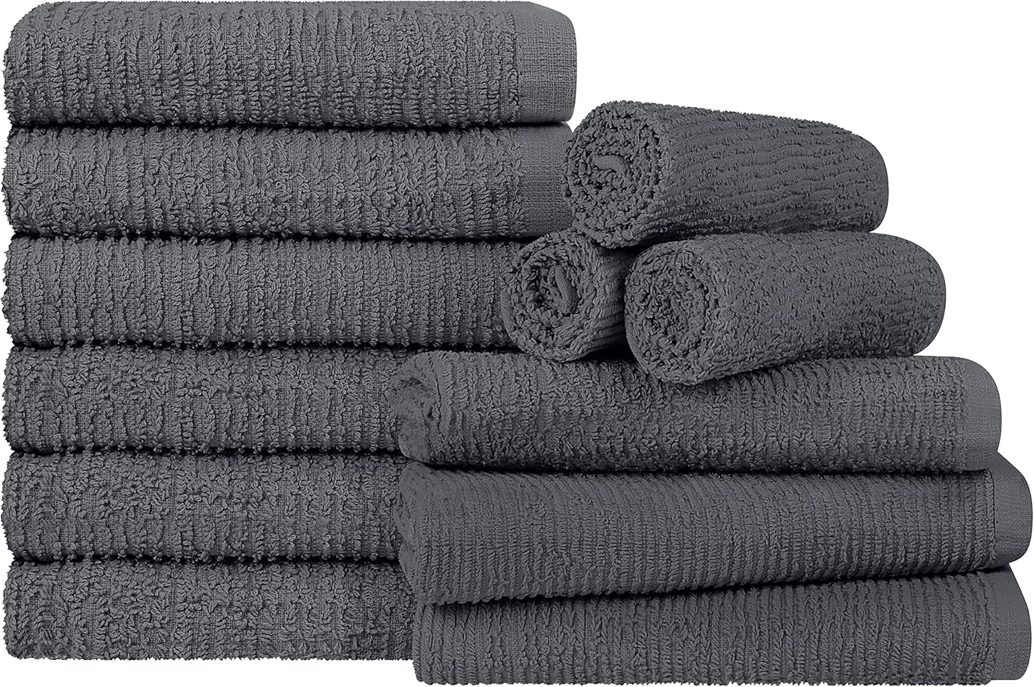 Utopia Towels Kitchen Bar Mops 16 x 19 Inches, 100% Cotton Super Absorbent Ribbed Bar Towels, Multi-Purpose Cleaning Towels for Home and Kitchen Bars 12 Pack Grey