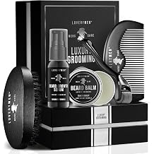 LOVERY Beard Growth Kit - Gifts for Men - Self Care Kit with Beard Serum, Beard Balm, Comb, Beard Brush &amp; More &ndash; Mens Gifts for Him, Boyfriend, Husband, Dad - Enhanced Beard Kit - Birthday Gifts