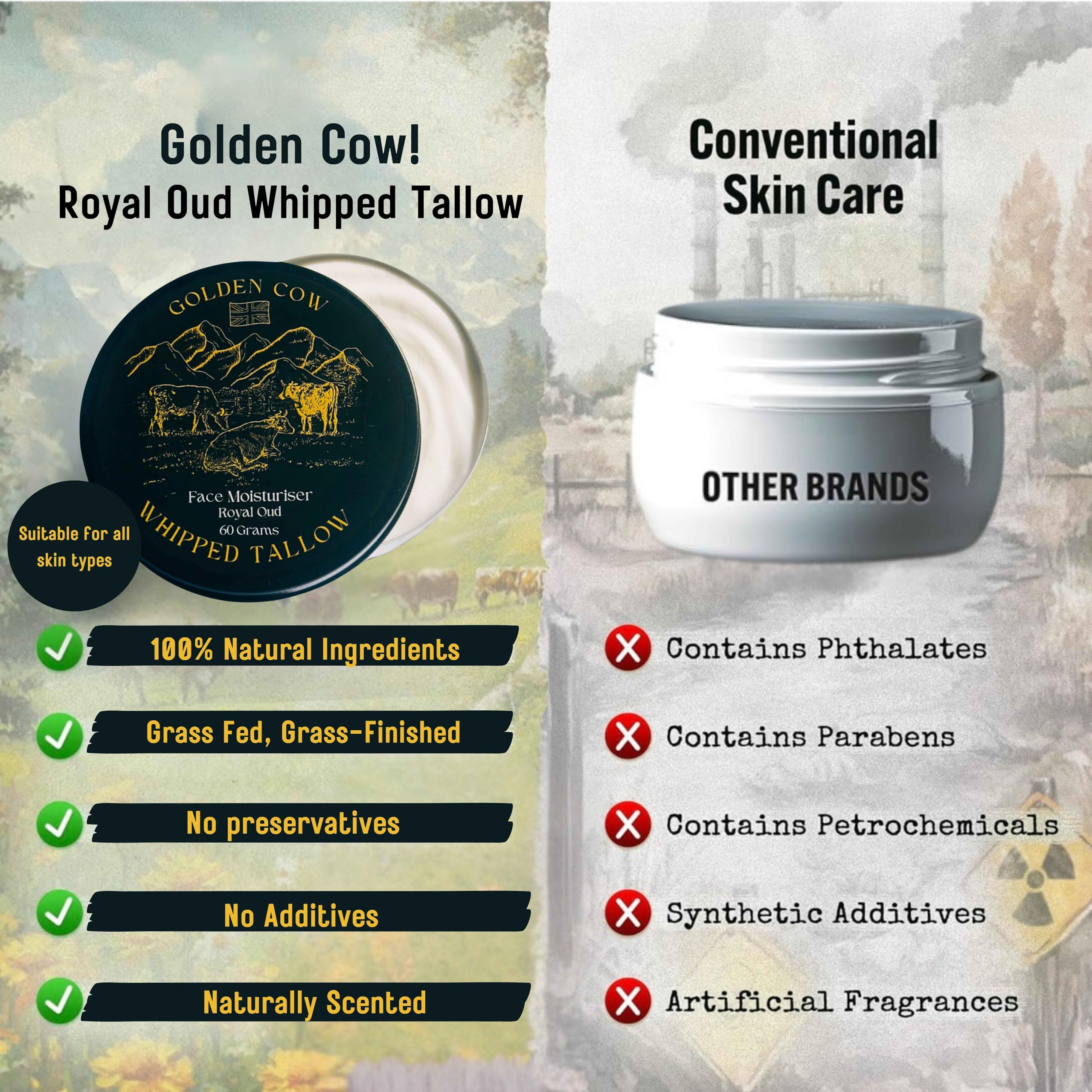 Beef Tallow Whipped Balm, Grass Fed Beef Tallow Face Cream & Moisturiser - Image 2
