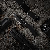 Vista 4 de Holtzman's Gorilla Survival Cuchillo plegable campesino con mango táctico G10, hoja de acero D2, juego de caja de regalo (negro) - Ideal para llevar