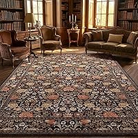 GarveeHome 5x7 Boho Vintage Floral Washable Rug - Non-Slip Low Pile Stain-Resistant for Living Room Bedroom Nursery