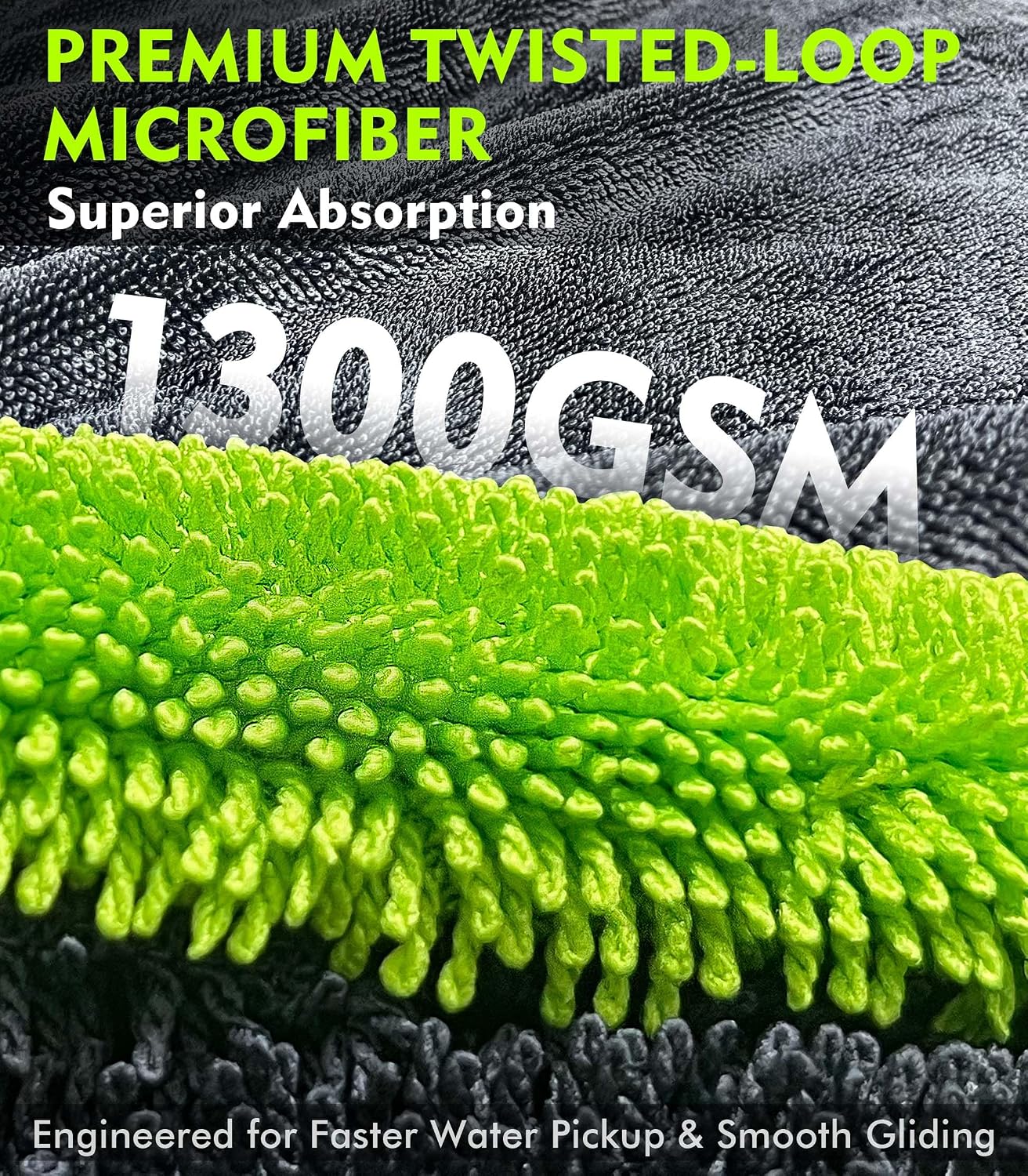 2-Pack 1300GSM Car Drying Towel - Microfiber Towels for Cars 36" x 24", Drying Towels Car Detailing, No Scratch, Super Absorbent, Extra Large Twisted Loop Microfiber Cloth Car Wash Towels, SUV Truck