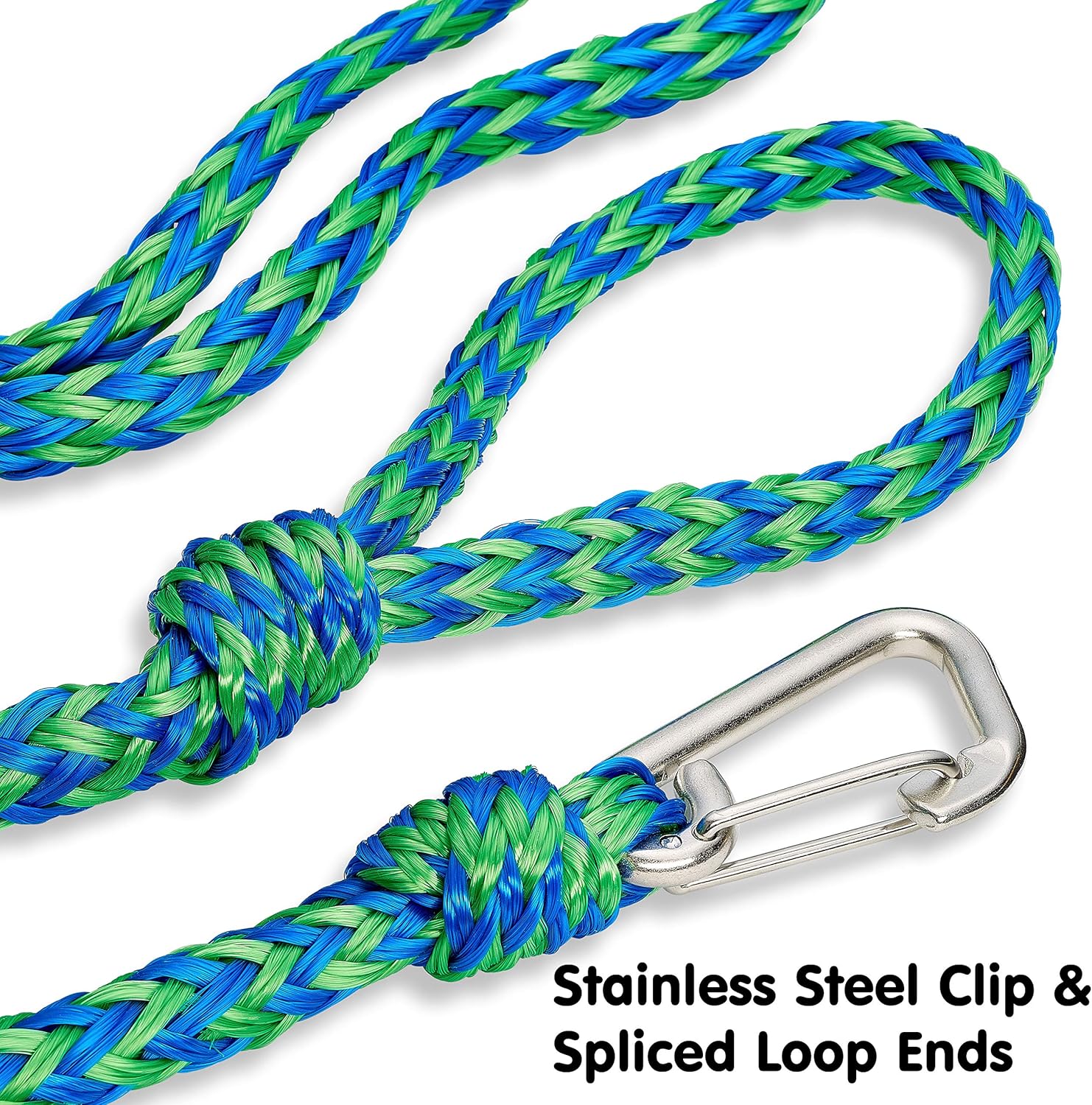 Premium PWC Dock Lines | 2-Pack Heavy Duty Braided Ropes, 3/4’’ x 7ft & 14ft Lengths, with 316 Stainless Steel Clip by Skog Å Kust