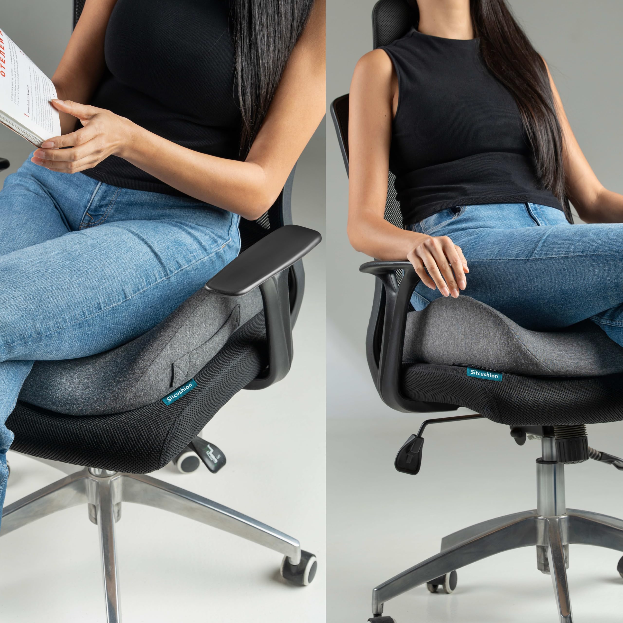 Ergo - Cojín para silla de oficina para dolor de espalda, ciática, alivio del dolor de coxis