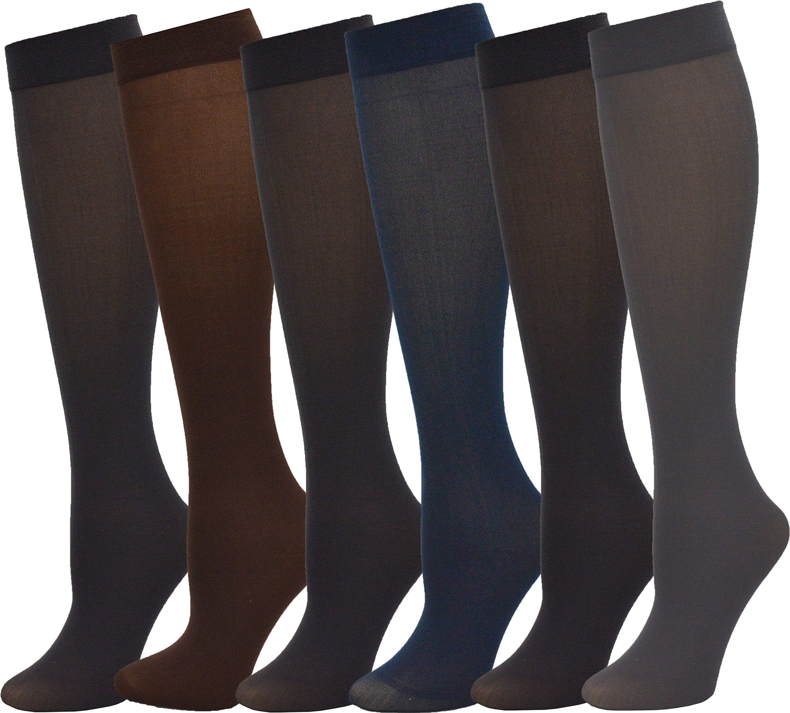 Queen Size Trouser Socks for Women, 6 Pairs Plus Stretchy Opaque Knee High Bulk Dress Sock