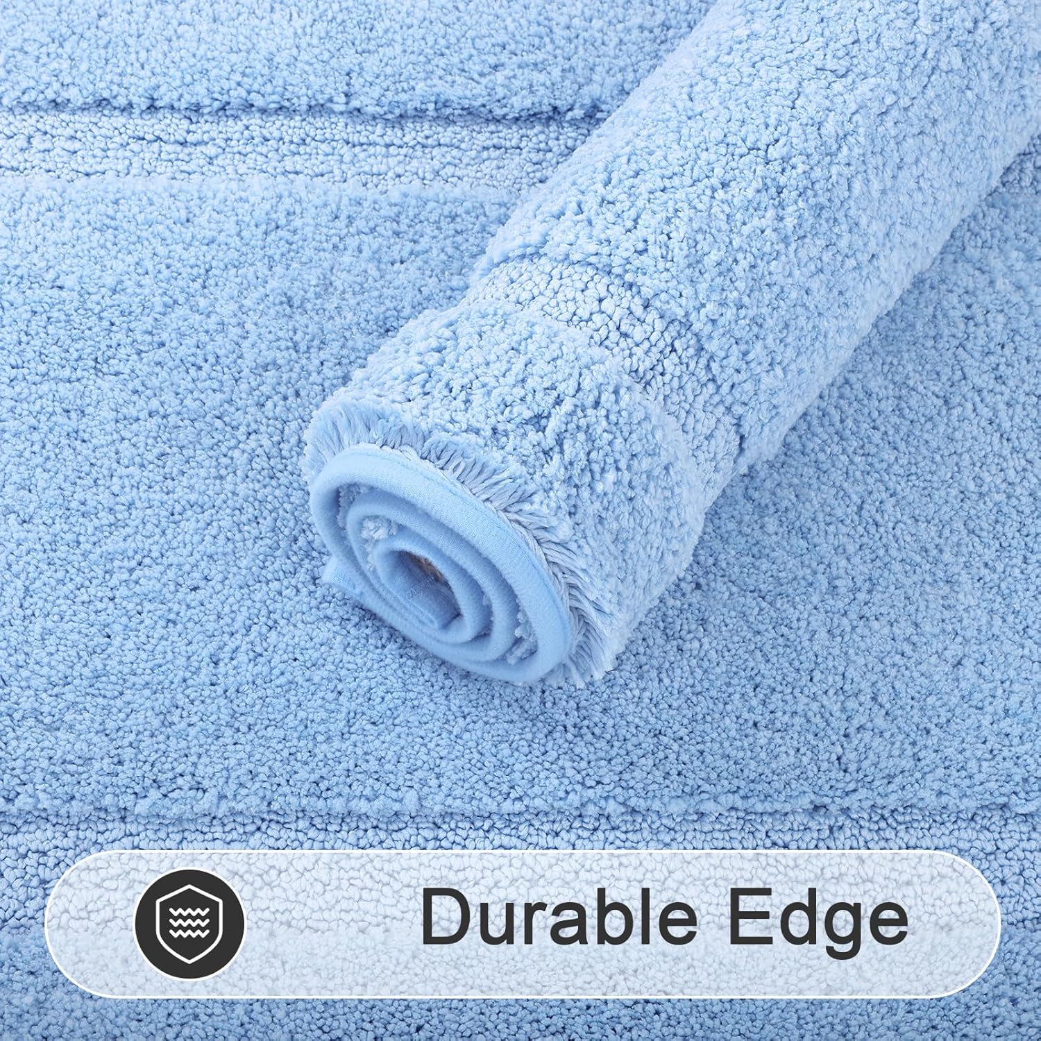 SHACOS Super Soft Small Bathroom Rugs 16x24 inch Non Slip Washable Bath Rugs Microfiber Bath Mats for Bathroom Floor Tub Shower Vanity Sink Decor Accessories, Light Blue 1'4" x 2' - Image 6