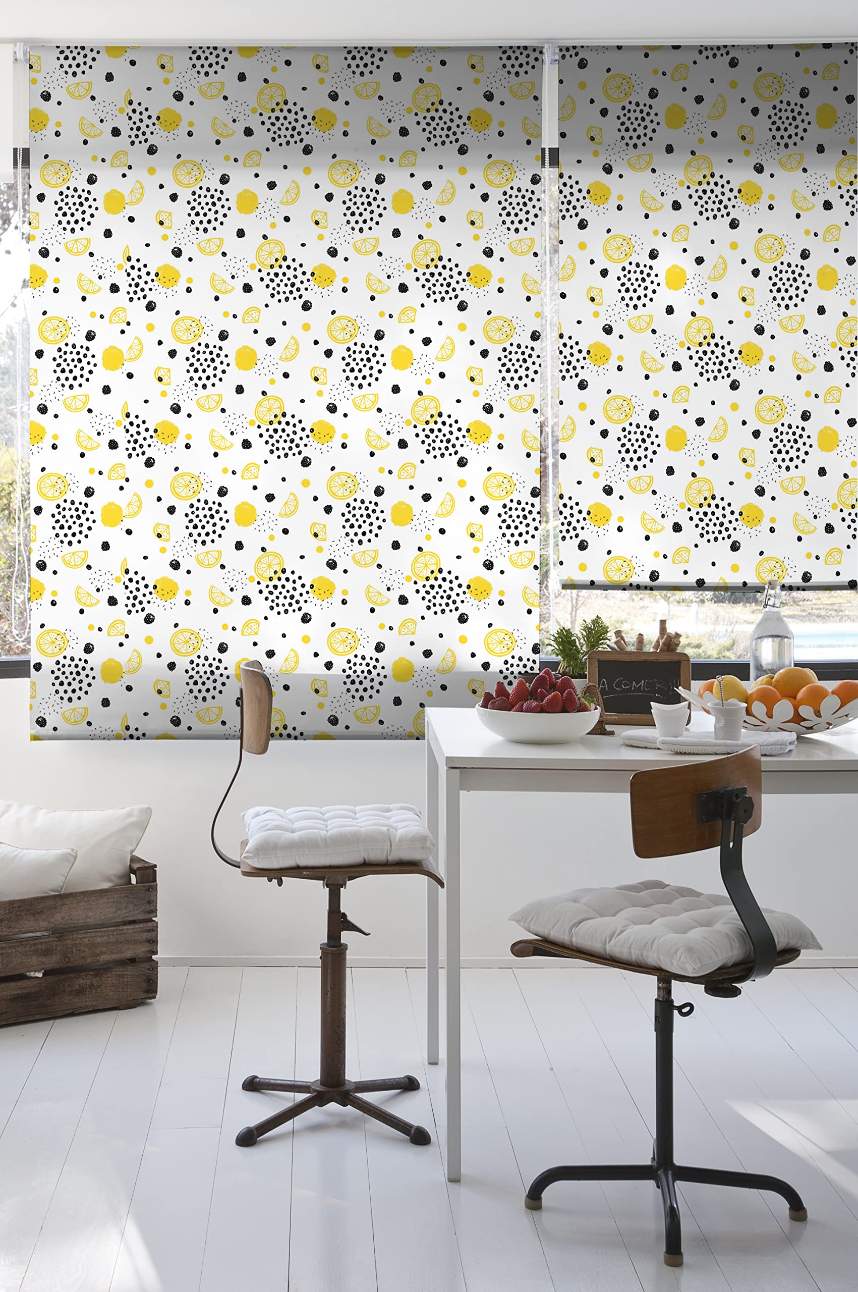 Estoralis | Cocina | Estor Enrollable Diseño Moderno | Translúcido Estampado Digital | Modelo C-1233 | 150 x 180 cm (Ancho/Alto) Tamaño Tela 147 x 175 cm | Estores para Ventanas y Puertas