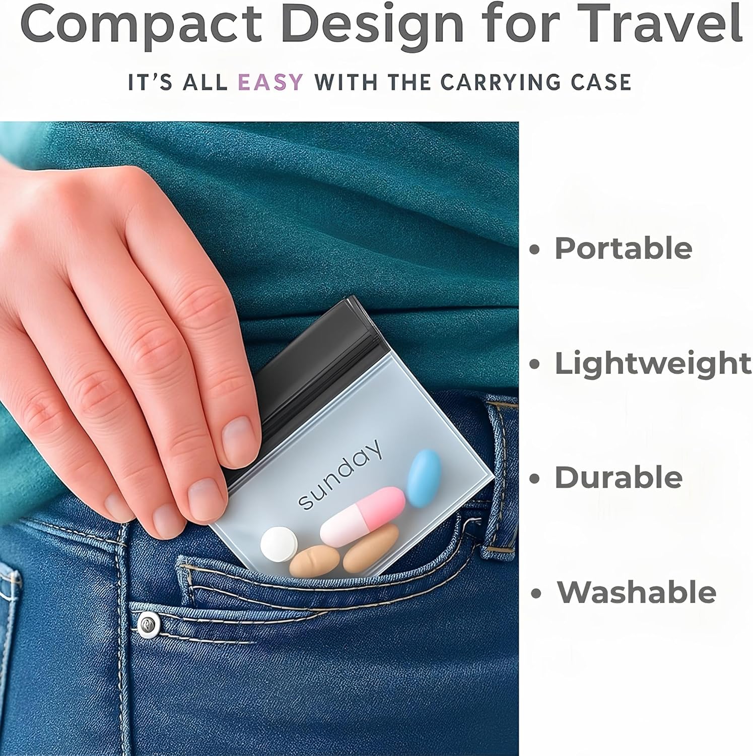 7 Day Pill Pouches Set with Labels, Reusable Silicone Pill Pouch Bags, Travel Medicine Organizer with Pill Cutter, Durable Vitamin Bags for Daily Dose